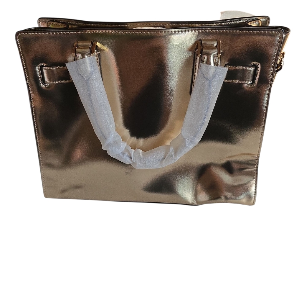 Michael Kors Metallic Gold Tote Bag HAMILTON - Picture 2 of 7